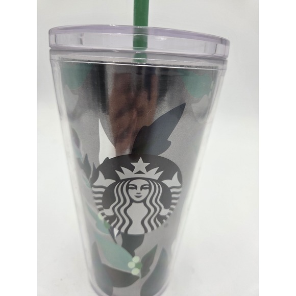 Starbucks Cold Cup Tumbler 16oz Green Leaf Camo Print Straw Lid Reusable 2020 - Picture 1 of 10